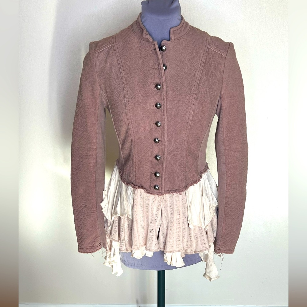 Free People Military-Style Jacket with Peplum Size 2